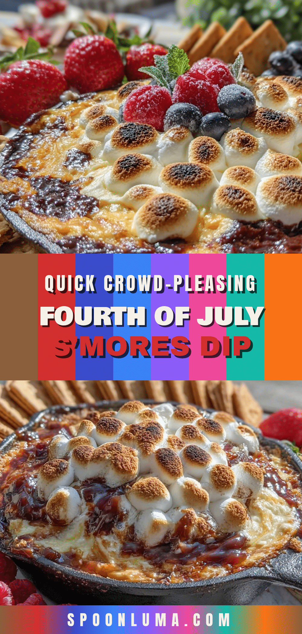 quick fourth of july cast iron smores dip recipe