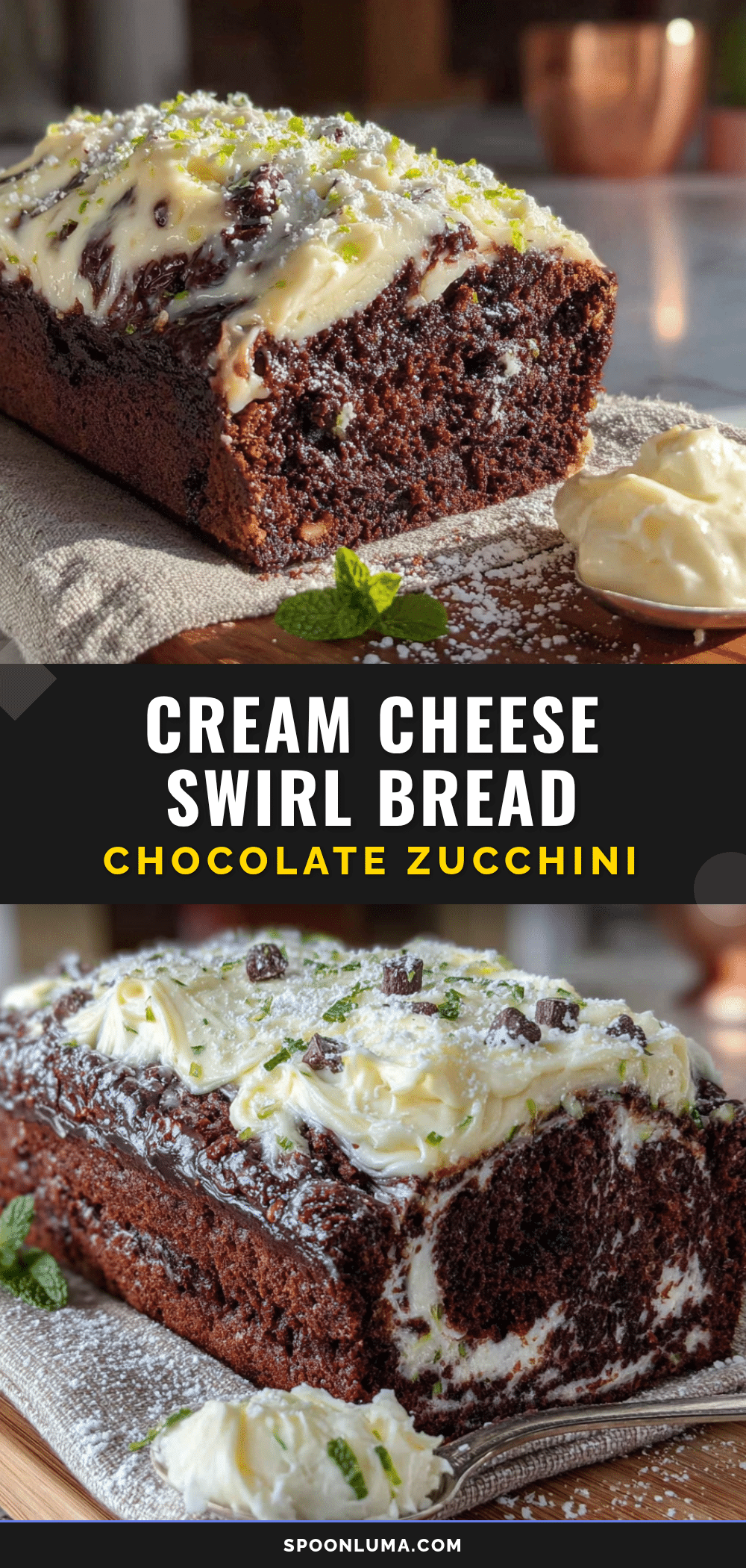 chocolate zucchini bread with cream cheese swirl recipe