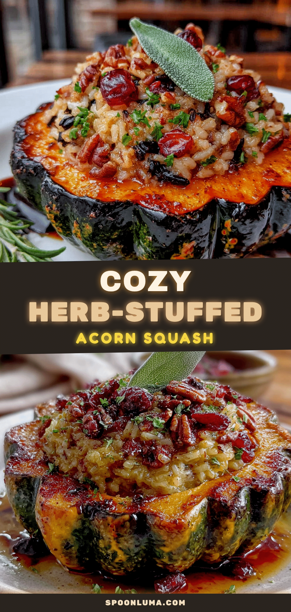 herb-stuffed acorn squash with wild rice recipe
