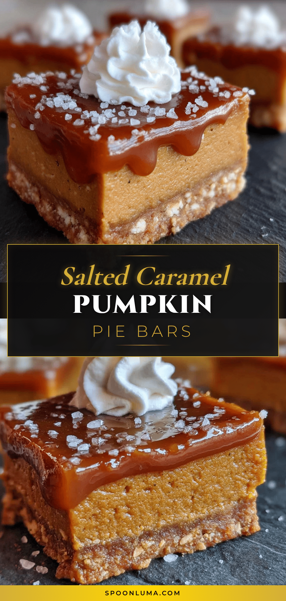 Salted Caramel Pumpkin Pie Bars recipe