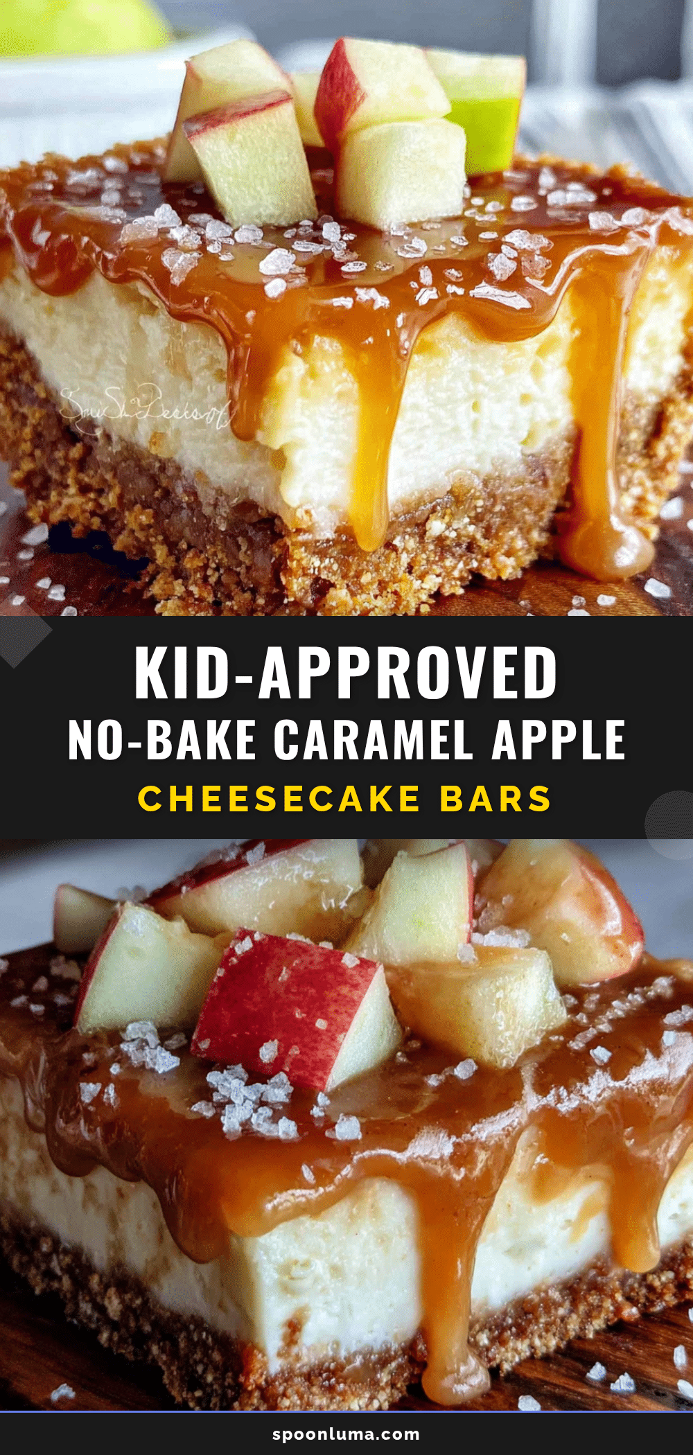 no-bake caramel apple cheesecake bars recipe