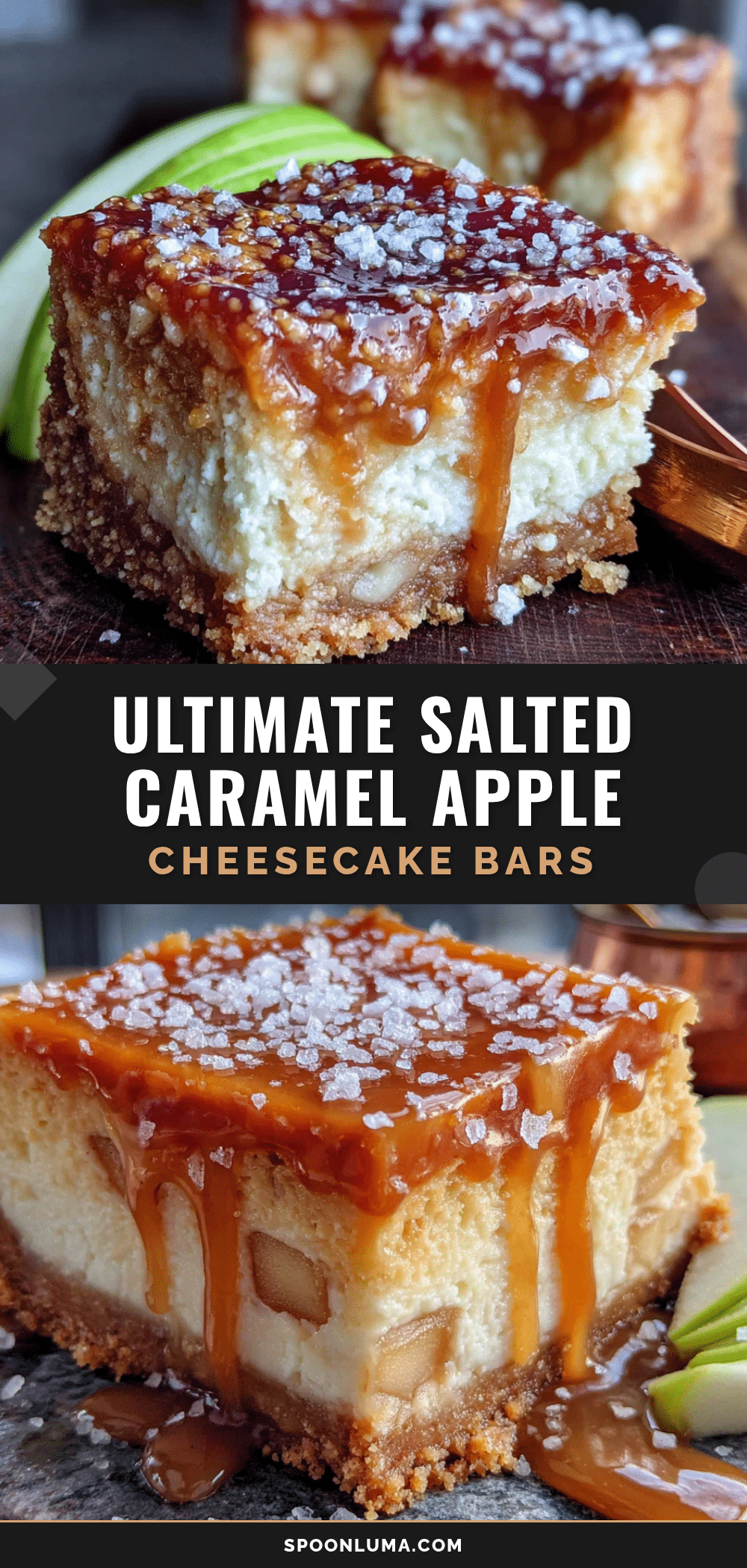 Salted Caramel Apple Cheesecake Bars recipe